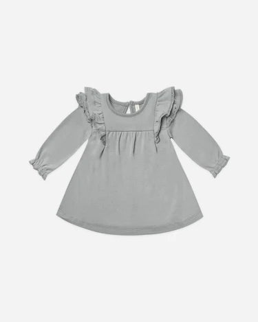 Quincy Mae Long Sleeve Flutter Dress Dusty blue 6-12M Quincy Mae Long Sleeve Flutter Dress Dusty blue 6-12M
