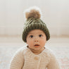 Mossy Pop Pom Pom Beanie Hat: M (6-24 months)