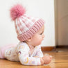 Rosy Pink Buffalo Check Pom Pom Beanie Hat: M (6-24 months)