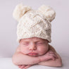 Newborn Baby Aran Natural Double Pom Pom Beanie