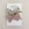 Nylon Stretchy Bow Headband Set - Mauve/Natural Floral