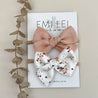 Nylon Stretchy Bow Headband Set - Peach Floral