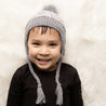 Marled Grey Earflap Beanie Hat: M (6-24 months)