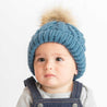 Slate Blue Pop Pom Pom Beanie Hat Baby & Kids