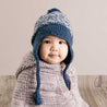 Marled Atlantic Blue Earflap Beanie Hat: S (0-6 months)