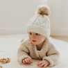 Winter White Pop Pom Pom Beanie Hat: S (0-6 months)