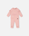 Organic Cotton Printed Top And Pants Set Powder Pink Little Heart Of Wool