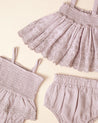 SMOCKED SKIRTED ROMPER || LAVENDER