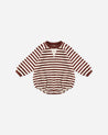 CREWNECK ROMPER || BURGUNDY STRIPE