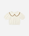POINTELLE COLLARED TOP || NATURAL