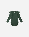 SHOULDER RUFFLE BODYSUIT || GREEN