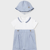 Blue Striped Romper with Hat