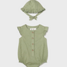 Sage Linen Romper with Hat