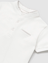 Cream Striped Collared Henley T-Shirt