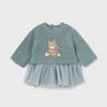 Teal Teddy Sweater Tulle Dress