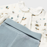 Blue Blouse & Footed Pants Set