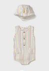 Color Striped Romper w/ Hat