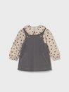 Grey Polkadot Overall Dress