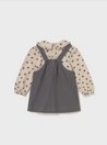 Grey Polkadot Overall Dress