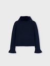 Navy Fur Collar Cardigan