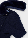 Navy Fur Collar Cardigan