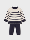 Stripe Long Knit Trouser Set
