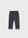 Dark Navy Pants with Cuffed Plaid