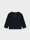 Navy Waffle Button Shirt