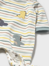 Dino Striped Velour Footie