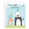 Birthday Greeting Card - 1st Birthday Forest Animals