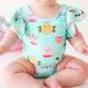 Donuts - One Piece Basic Ruffled Capsleeve Swimsuit