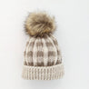 Pebble Brown Buffalo Check Pom Pom Beanie Hat: S (0-6 months)