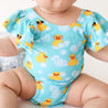 Ducky - One Piece Basic Ruffled Capsleeve Swimsuit