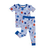 Blue Stars & Stripes Two-Piece Short Sleeve Bamboo Viscose Pajama Set