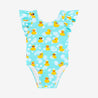 Ducky - One Piece Basic Ruffled Capsleeve Swimsuit