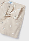 Tan Twill Shorts with Daisies