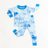 Two Piece Bamboo Pajama Set - Blue Watercolor - Little Red Barn Door