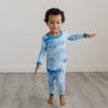 Two Piece Bamboo Pajama Set - Blue Watercolor - Little Red Barn Door